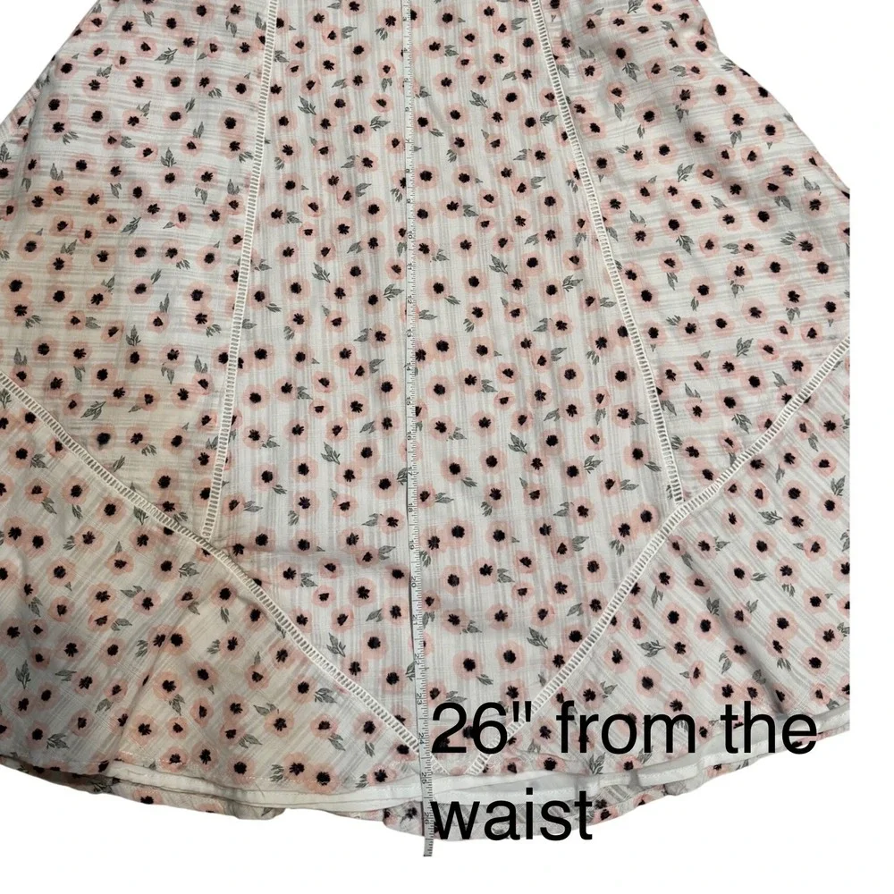 Hutch White Pink Floral Belle Dress Cotton Midi Square Neck Cross Back Size 8 - Picture 8 of 11